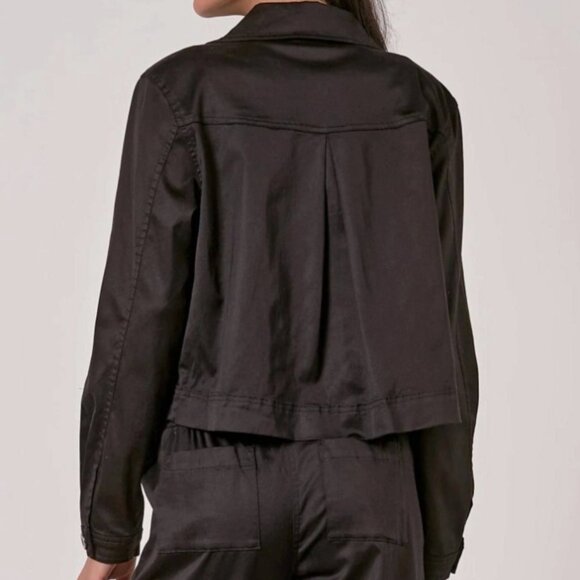 Elan Iris Cropped Button Front Jacket Black Small NWT - Picture 4 of 4